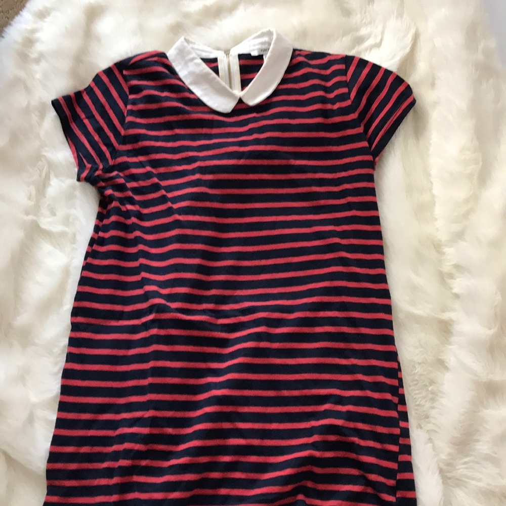 Navy and red striped dress